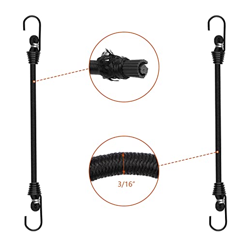 ZHOUBIN Small Bungee Cords with Hooks - 6 Inch Mini Black Bungee Cords, 10 Pcs - Image 3