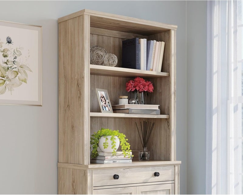 SAUDER Hammond 2-Shelf Library Hutch for Cabinet, Chalk Oak Finish - Image 1