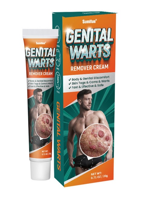Genital Wart Off, Genital Wart Removal Cream 0.7oz Easy Absorption Soften Cuticle Pointy Condyloma Removing Cream Remove Common Warts, Plantar Warts, Genital Warts