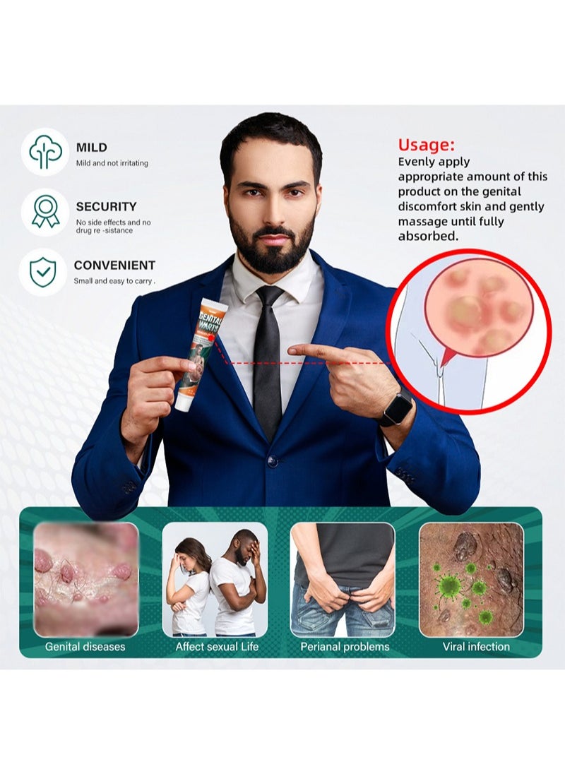 Genital Wart Off, Genital Wart Removal Cream 0.7oz Easy Absorption Soften Cuticle Pointy Condyloma Removing Cream Remove Common Warts, Plantar Warts, Genital Warts