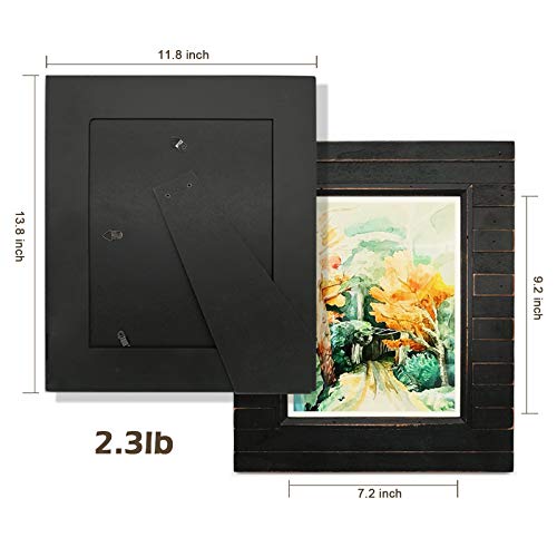 Eosglac 8x10 Picture Frame Distressed Black, Timbermount Rustic Photo Frame with Wood Siding Look, Tabletop or Wall Display - Image 4