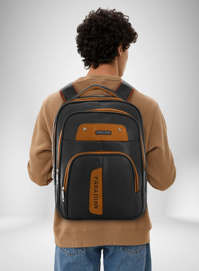 PARAJOHN  Para John PU Leather Backpack – Stylish 16 Inch Laptop Backpack with Multiple Compartments & Durable Zipper  | Best Price UAE