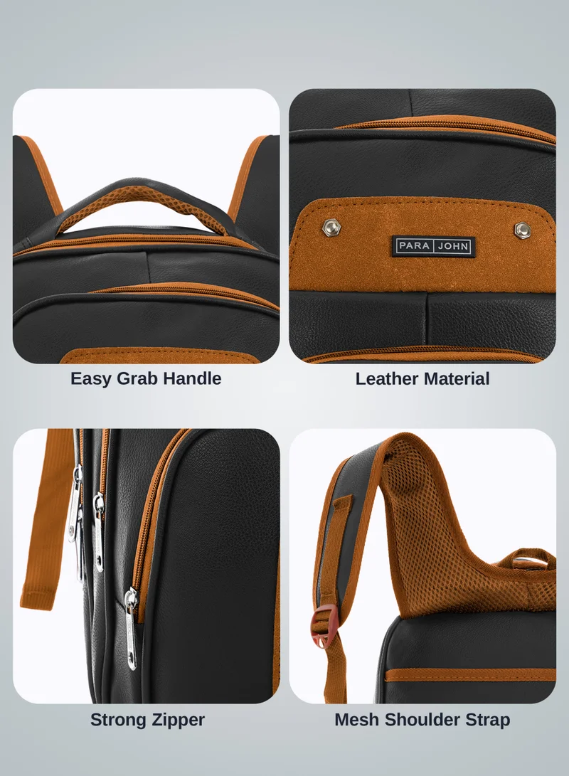 PARAJOHN  Para John PU Leather Backpack – Stylish 16 Inch Laptop Backpack with Multiple Compartments & Durable Zipper  | Best Price UAE