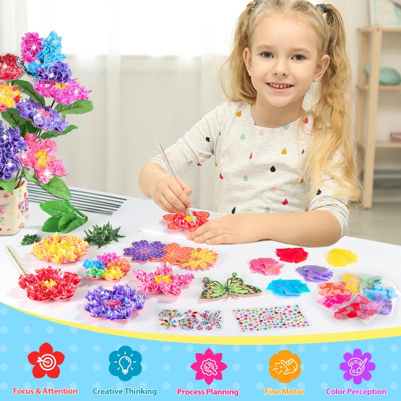 Zefy Poke Art Flower Bouquet, Mess-Free Arts and Crafts for Kids, Creative DIY Activities with 8 Colors 10 Flowers & 2 Butterflies, Birthday Valentine Gifts for Girls Craft Kits 4-12 - Image 2