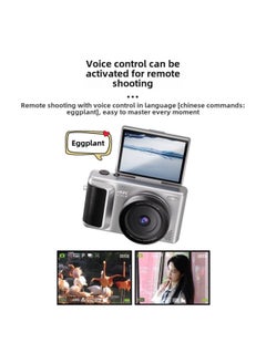 Generic 4K High-pixel Student Party Campus Flip Screen Selfie Micro Single Photo Video Entry-level Digital Camera Vlog-Body Color:Silver  Comes With Hand Rope Cloth Bag Charging Cable  - Image 3