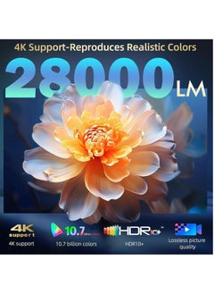 سمارتكس جهاز عرض ذكي فائق الوضوح بدقة 4K+ | 28,000 لومن | أندرويد 13.0 | جهاز عرض محمول يدعم واي فاي 6 وبلوتوث 5.2 مع تركيز تلقائي وتصحيح الانحراف - مثالي للأفلام الخارجية والمسرح المنزلي  - Image 3