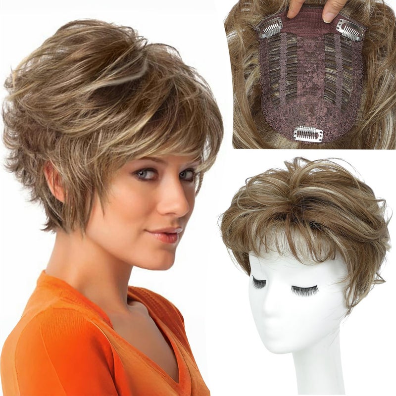 UDU Hair Topper Short Pixie Cut Toppers for Women with Thinning Hair Synthetic Wiglet Toppers Instant Volume & Fullness, Natural-Looking & Lightweight, Boosting Confidence - Image 1