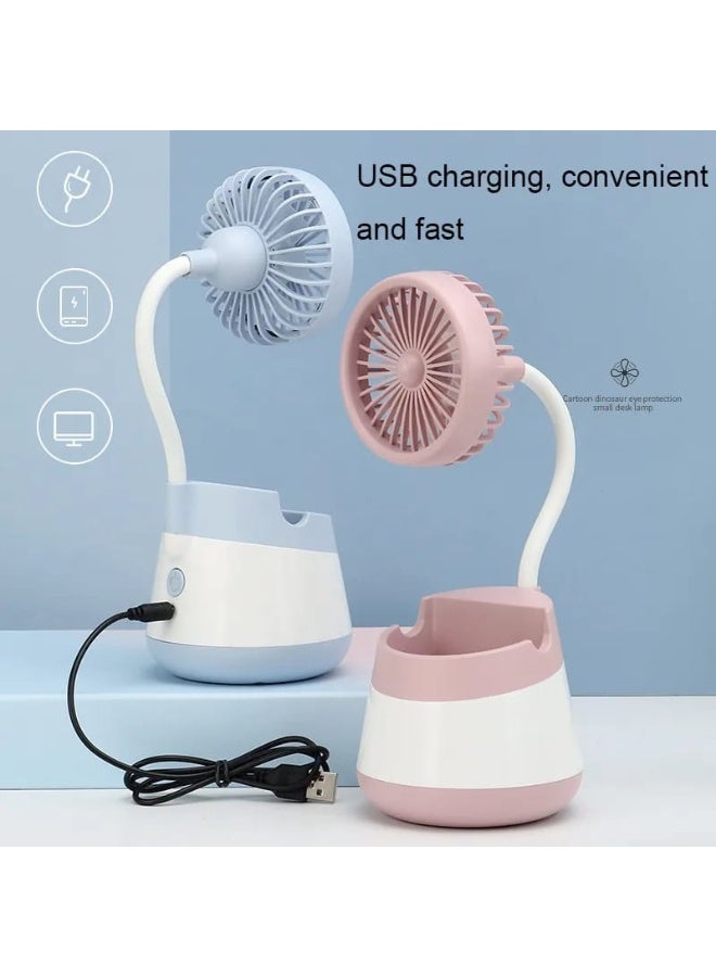 Portable rechargeable desk fan with pen holder and phone stand - Image 1