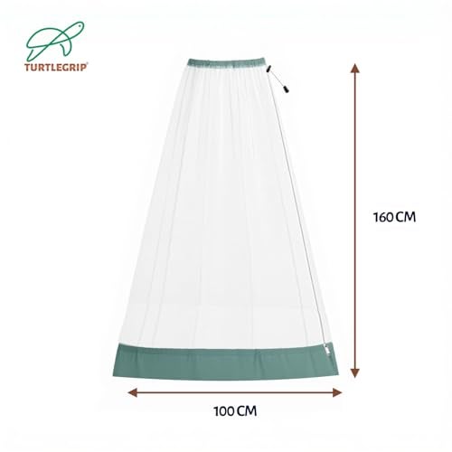 TurtleGrip Jhula Mosquito Net for Baby Swing | Premium Polyester Net with Side Zip Opening | Insect & Mosquito Protection for Indian-Style Cradle/Jhula (White with Green Border). - Image 2