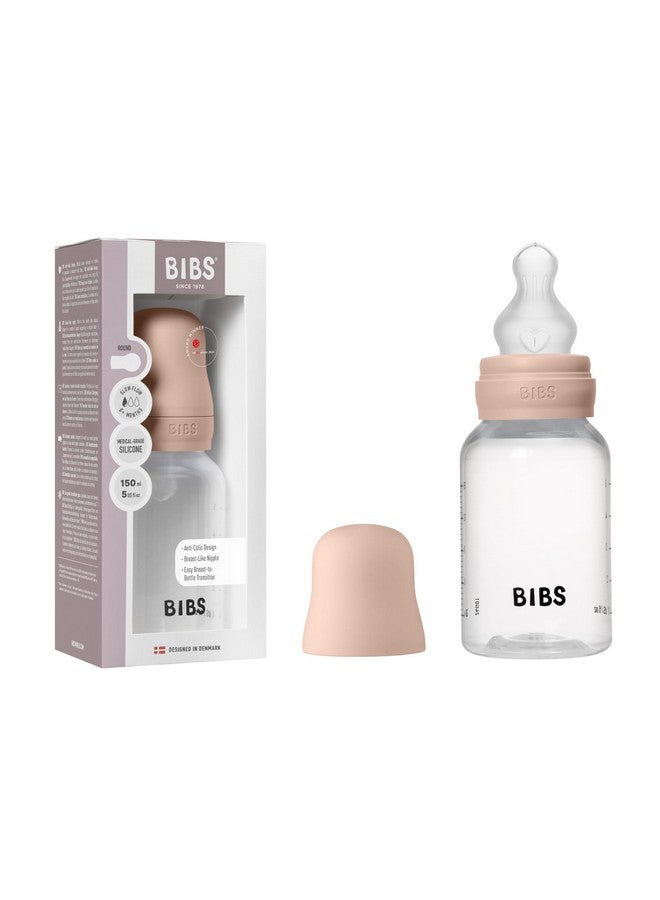 BIBS Baby Bottle 5 oz / 150 ml Silicone Nipple - Anti-Colic, BPA-Free, Round Nipple, Slow Flow, Lightweight & Easy to Clean, Suitable for Newborns 0+ Years - Blush - Image 1