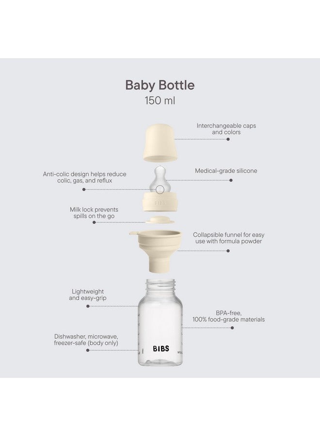 BIBS Baby Bottle 5 oz / 150 ml Silicone Nipple - Anti-Colic, BPA-Free, Round Nipple, Slow Flow, Lightweight & Easy to Clean, Suitable for Newborns 0+ Years - Blush - Image 2