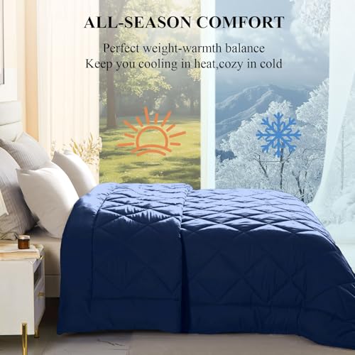 MIOTO 132x120 Alaskan King Comforter, Extra Large King Size Comforter Oversized, All Season Soft Lightweight Quilt Down Alternative Duvet Insert with 8 Corner Tabs(120x132, Navy Blue) - Image 3