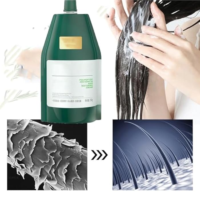 Polypeptide Keratin Hair Mask, Hydrating Smoothing Hair Damage Repair Cream, Moisturizing, for Lasting Shine and Smoothness for Dry Damaged (1PC) - Image 5