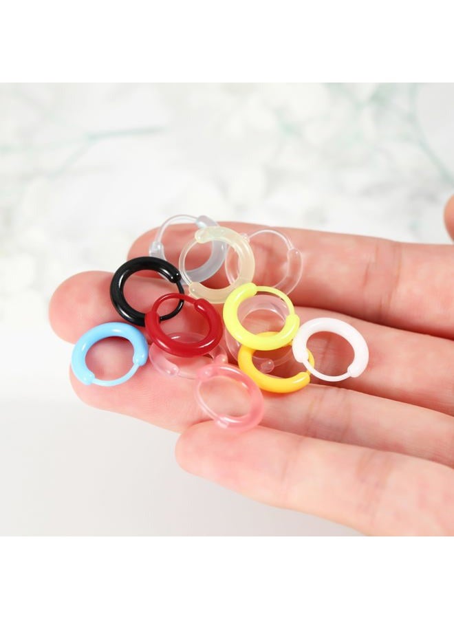 Melimarry 12 Pairs Anti-Allergy Unisex Cute Plastic Hoop Ear Retainers, Nose Rings, With Buckle, For Sensitive Ears & Skin (12-in-1 color) - Image 5