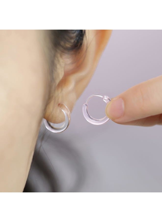Melimarry 12 Pairs Anti-Allergy Unisex Cute Plastic Hoop Ear Retainers, Nose Rings, With Buckle, For Sensitive Ears & Skin (12-in-1 color) - Image 4