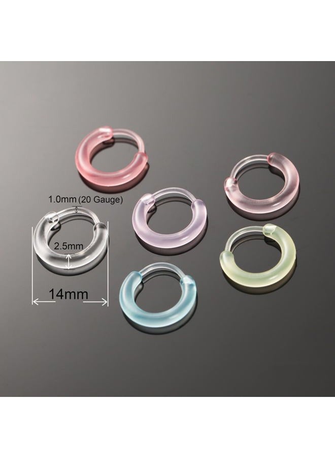 Melimarry 12 Pairs Anti-Allergy Unisex Cute Plastic Hoop Ear Retainers, Nose Rings, With Buckle, For Sensitive Ears & Skin (12-in-1 color) - Image 3