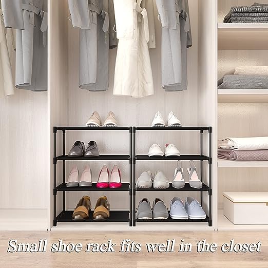 RIDHAAN Stackable 4Tier Shoe Rack Versatile Organizer for Entryway Closet or Living Room Black Medium - Image 2