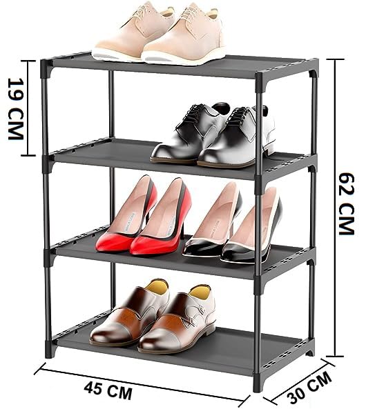 RIDHAAN Stackable 4Tier Shoe Rack Versatile Organizer for Entryway Closet or Living Room Black Medium - Image 3