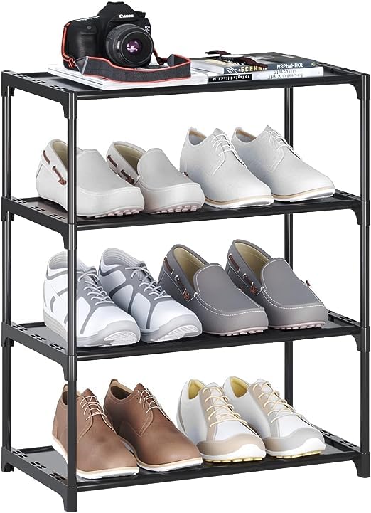 RIDHAAN Stackable 4Tier Shoe Rack Versatile Organizer for Entryway Closet or Living Room Black Medium - Image 1