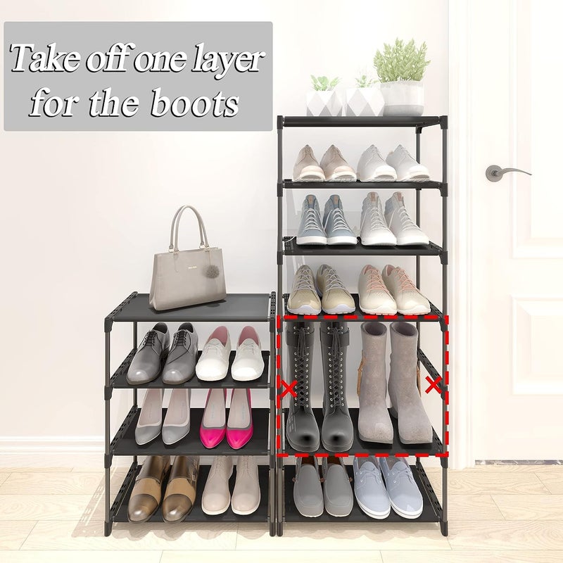 RIDHAAN Stackable 4Tier Shoe Rack Versatile Organizer for Entryway Closet or Living Room Black Medium - Image 5