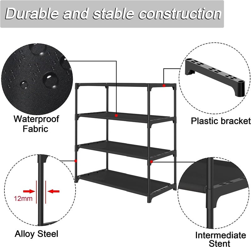 RIDHAAN Stackable 4Tier Shoe Rack Versatile Organizer for Entryway Closet or Living Room Black Medium - Image 4