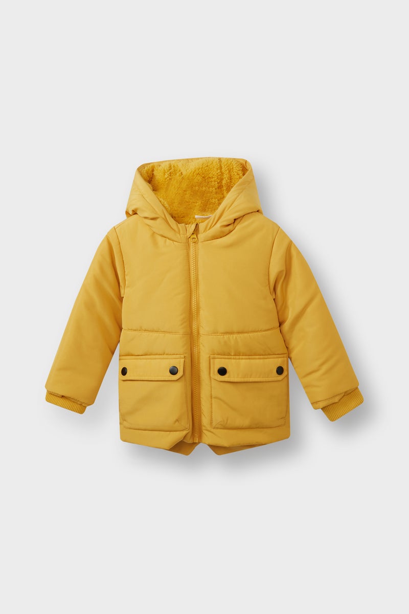 DeFacto Yellow BabyBoy Baby Boy Hooded Zippered Puffer Jacket Casual - Image 1