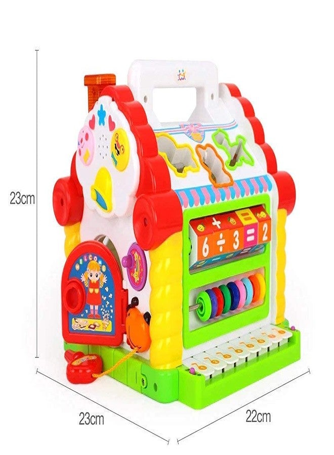 FROWWY Early Educational Toys,Colorful Musical Baby House with Shape Sorters, Musical Piano Keys, Counting Math Beads, Blocks Activity Cube, Multi Game Play Cube Kids Toys for Children Boys Girls. - Image 2