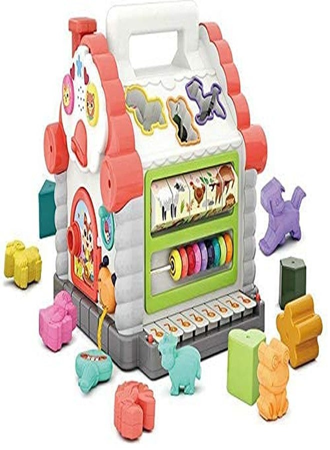 FROWWY Early Educational Toys,Colorful Musical Baby House with Shape Sorters, Musical Piano Keys, Counting Math Beads, Blocks Activity Cube, Multi Game Play Cube Kids Toys for Children Boys Girls. - Image 1
