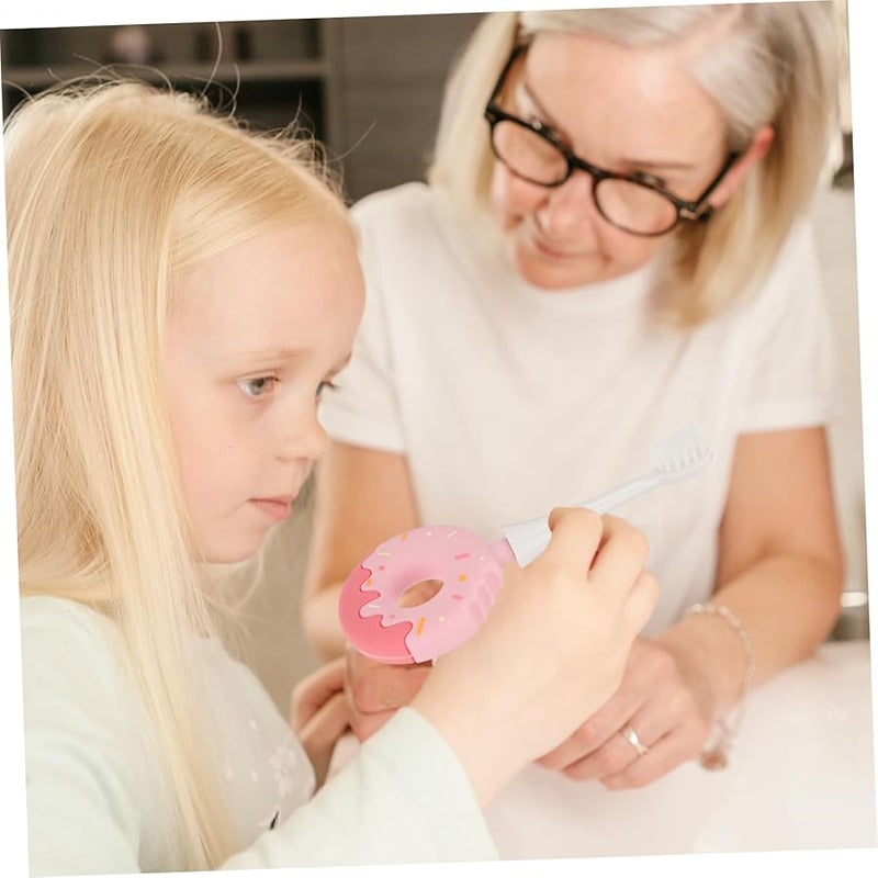 فرشاة أسنان سيليكون ناعمة وردية للأطفال أولاد وبنات سهلة الاستخدام عبوة من 1 - Image 3