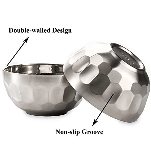 Okllen 6 Pack 18/8 Stainless Steel Snack & Soup Bowls, 15 Oz Non-slip Double-walled Insulated Set - Image 3