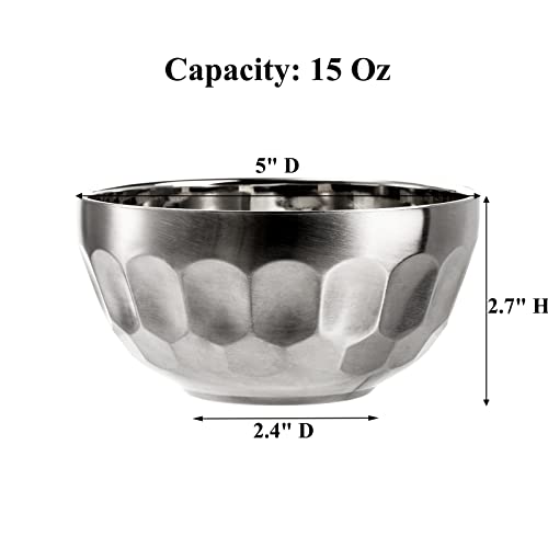 Okllen 6 Pack 18/8 Stainless Steel Snack & Soup Bowls, 15 Oz Non-slip Double-walled Insulated Set - Image 2