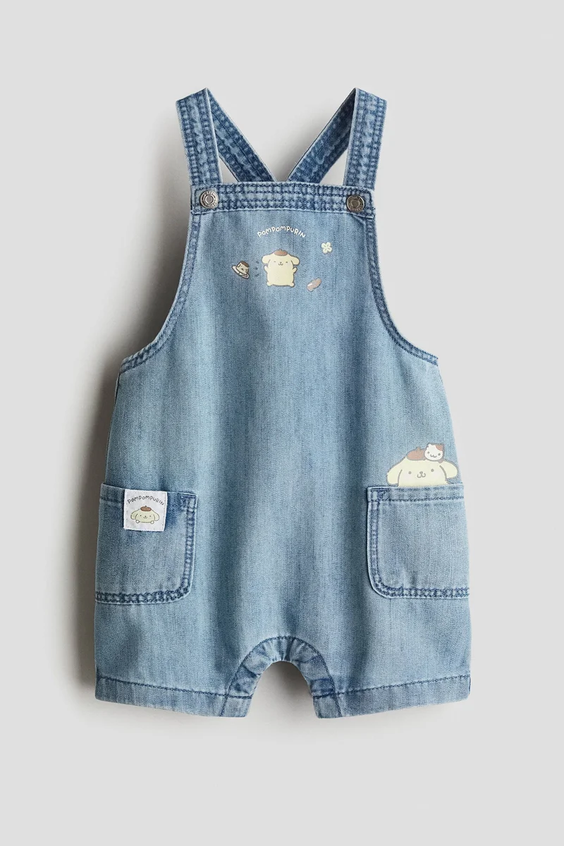 H&M Printed denim dungaree shorts