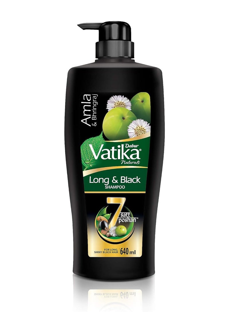 Dabur Vatika Long and Black Shampoo - 640ml With Amla and Bhringraj For Shiny Long and Black Hair No Added Parabens Provides Gentle Cleansing Conditioning and Nourishment to Hair - Image 1