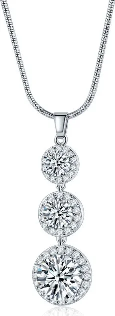 شافين Tria White Stone Rhodium Plate. Women's Necklace EG06BY