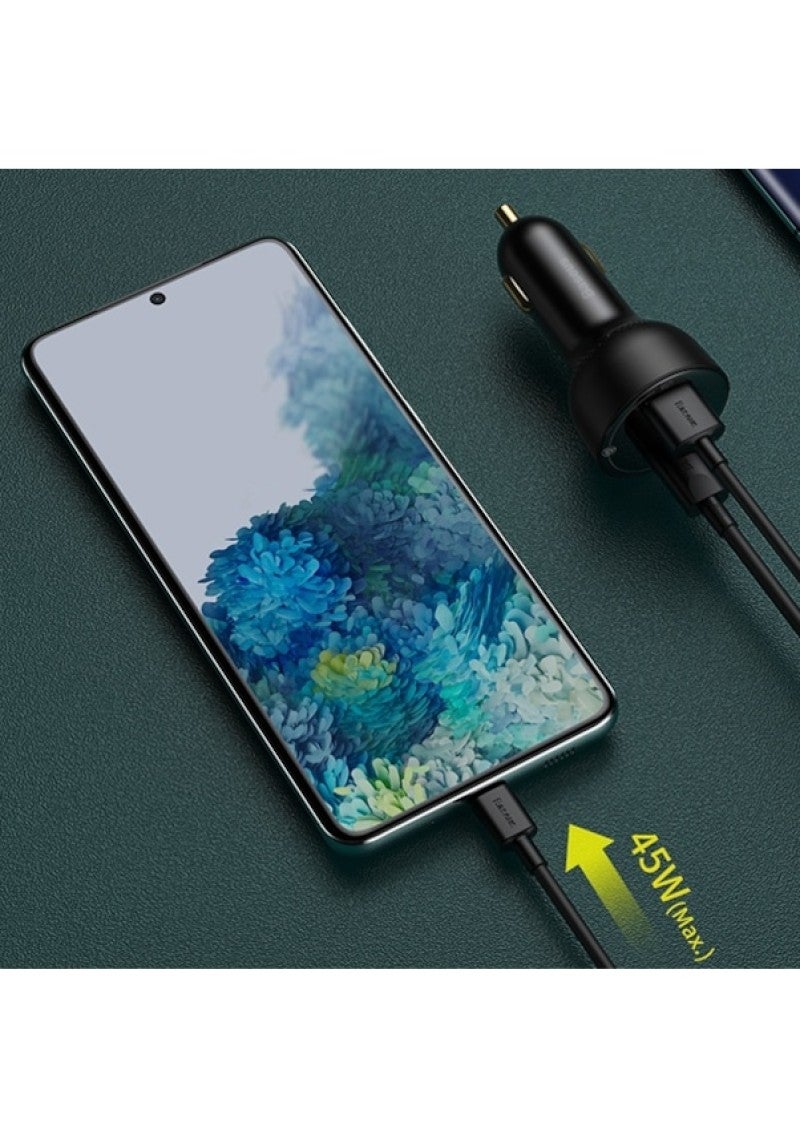 Baseus 100W Super Fast Car Charger PD One-To-Two USB Cigarette Lighter Conversion Plug - Dual Port PD Fast Charging Adapter for Car Use - Image 4
