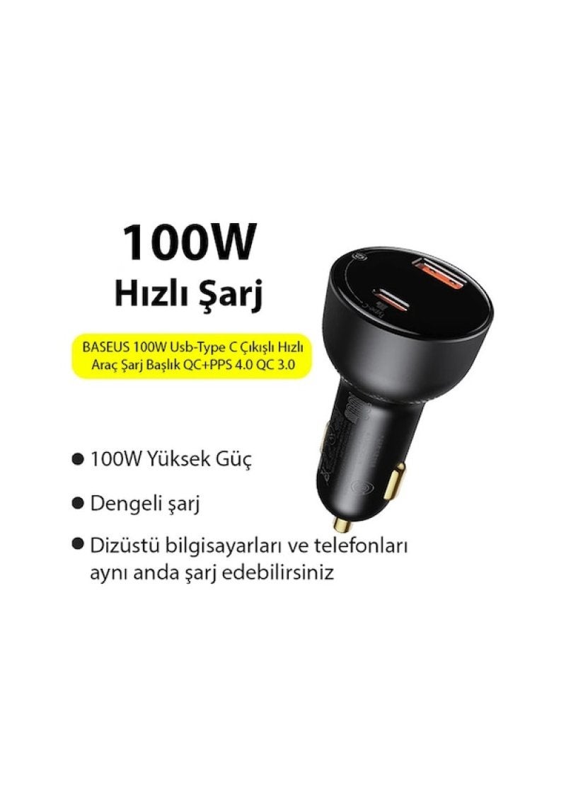 Baseus 100W Super Fast Car Charger PD One-To-Two USB Cigarette Lighter Conversion Plug - Dual Port PD Fast Charging Adapter for Car Use - Image 2