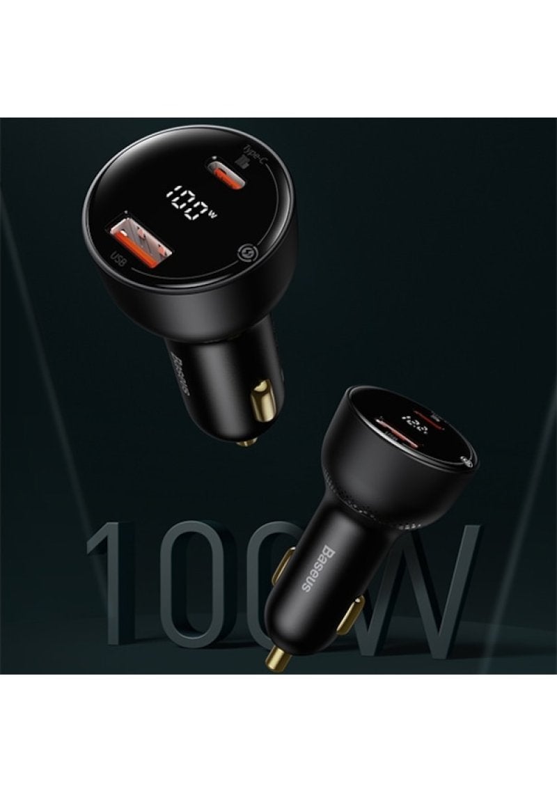 Baseus 100W Super Fast Car Charger PD One-To-Two USB Cigarette Lighter Conversion Plug - Dual Port PD Fast Charging Adapter for Car Use - Image 3