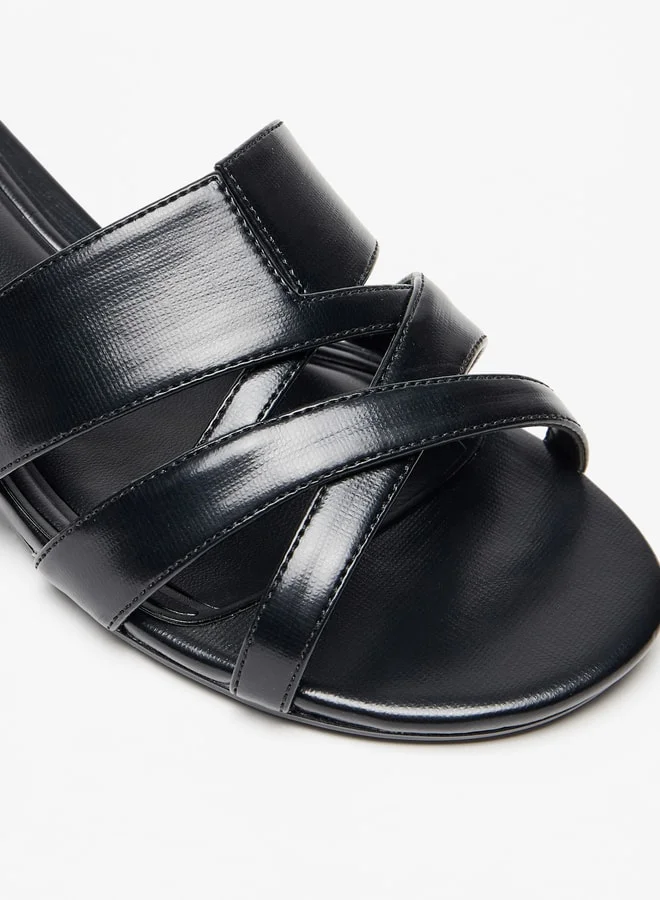 سيليست Women's Solid Cross Strap Slip-On Sandals with Block Heels
