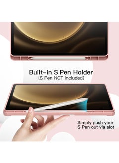 روك بو حافظة لجهاز Samsung Galaxy Tab S10 Plus 2024/ S9 Plus/ S9 FE Plus 5G مقاس 12.4 بوصة 2023 مع حامل قلم S، حافظة ثلاثية الطي من مادة TPU الناعمة مقاس 12.4 بوصة، تدعم شحن قلم S، الإيقاظ/النوم التلقائي  - Image 3