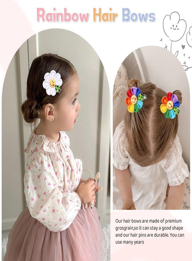 NCMAMA 6PCS Hair Bows for Girls with Face Colorful Flower Hair Bow Clips Rainbow Hair Accessories with Alligator Clips for Girls Teen Kids Toddler Children - Image 3