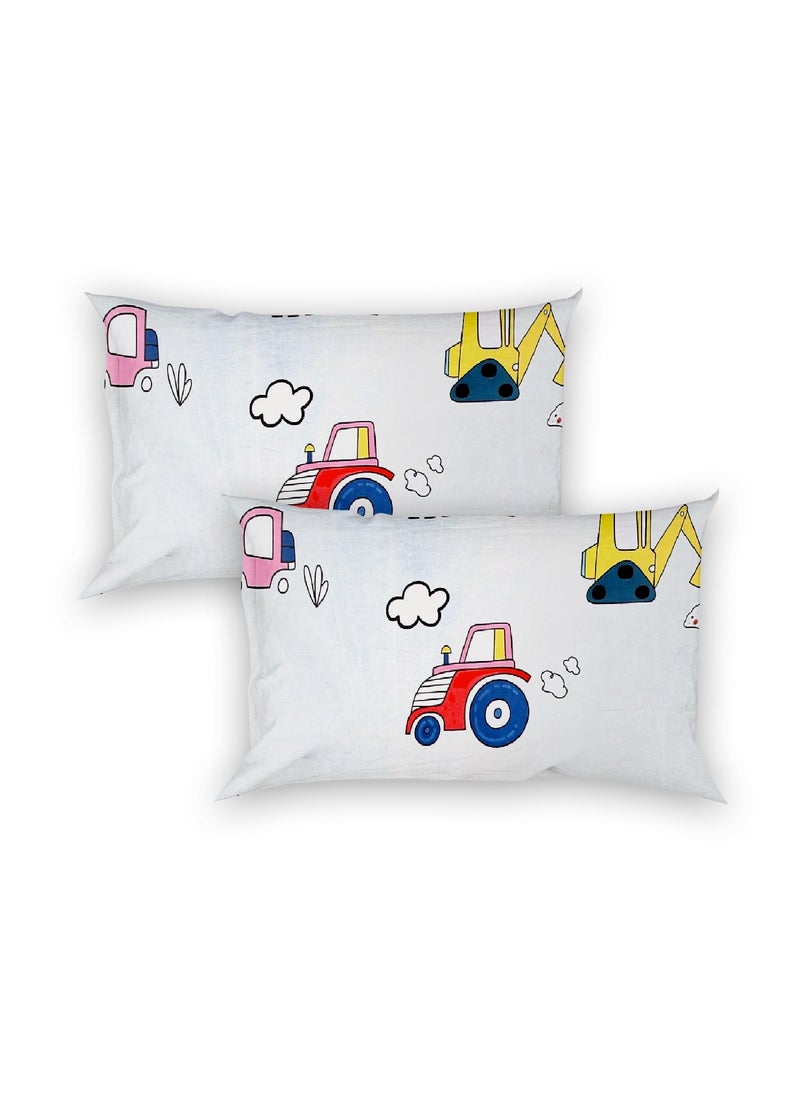 MAYAS COLLECTION Mayas Collection King Size Glace Cotton Cartoon Printed All Over Elastic Fitted Double bedsheet for Kids Bedroom Size 78 72 8 inch with Two Pillow Covers Multicolour250 tc Cream  - Image 5