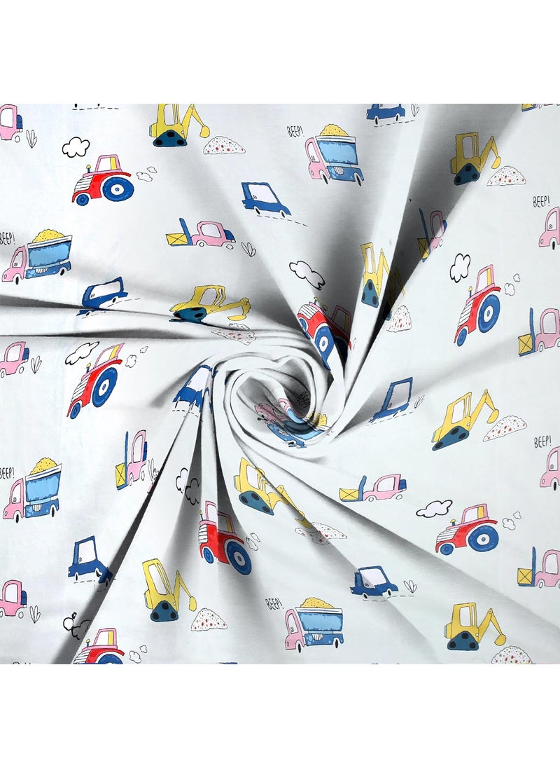 MAYAS COLLECTION Mayas Collection King Size Glace Cotton Cartoon Printed All Over Elastic Fitted Double bedsheet for Kids Bedroom Size 78 72 8 inch with Two Pillow Covers Multicolour250 tc Cream  - Image 4