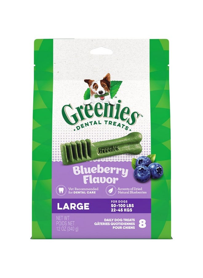 Greenies - Greenies Large Natural Dental Care Dog Treats Blueberry Flavor, 12 oz. Pack (8 Treats) - Image 1