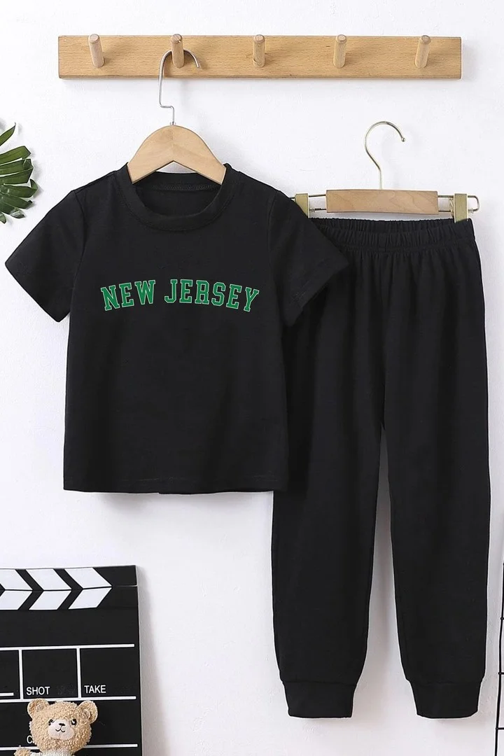 ONLYTRENDWEAR Kids New Jersey Bottom - Top Tracksuit Set 3-4 Years Old Black