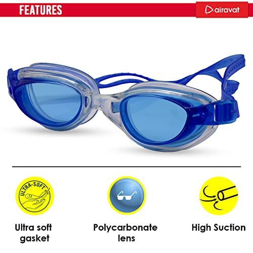 Airavat Swimming Kit, 0010 Swimming Set for Men & Women with Swimming Goggles Case, Swim Goggle, Earplugs & Swim Cap, Anti-Fog & UV Protected, High Elasticated with Silicone Material (Blue) - Image 4