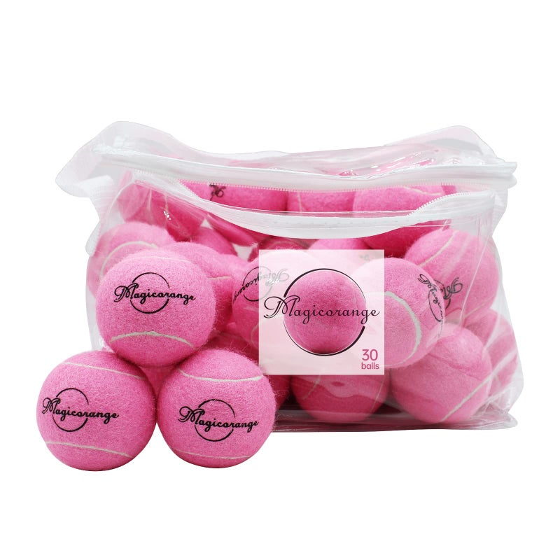 Magicorange Tennis Balls 30 Pack Advanced Training Tennis Balls Practice Balls Pet Dog Playing Balls Come with Mesh Bag for Easy Transport Good for Beginner Training Ball Pink
