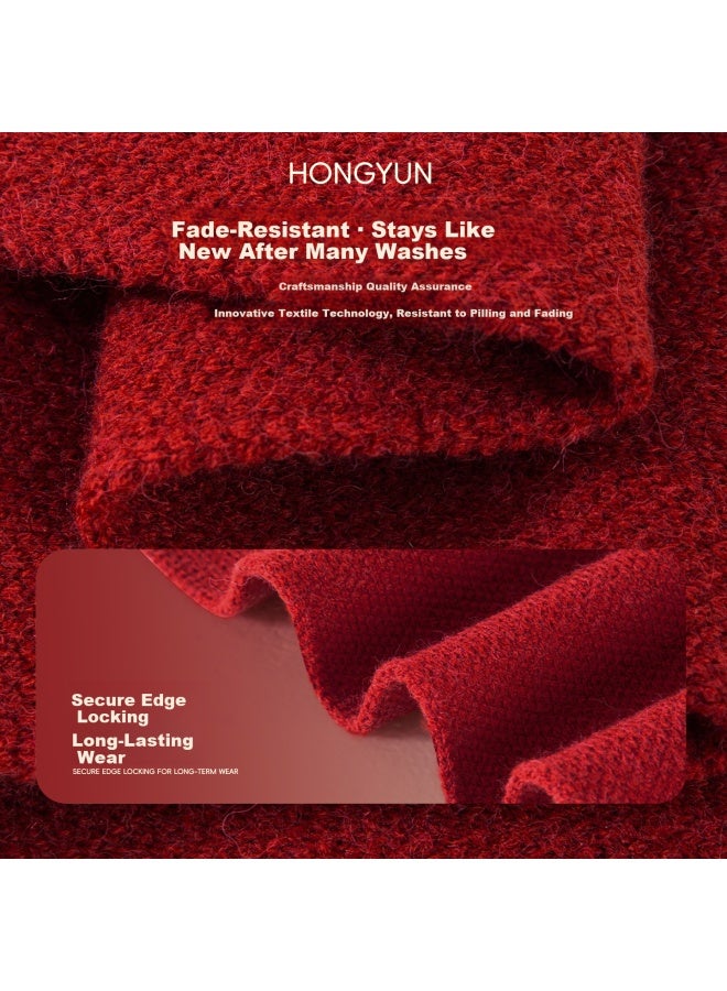 Tonlion Girls' Fleece Hoodie And Scarf Set New Year Winter Warm Festive Red 120 - Image 2