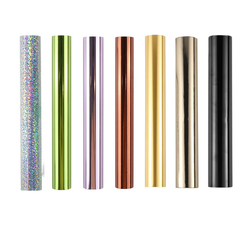 7PCS Hot Foil Metallic Variety Beautiful Diamond Color 76x197inch eters Fiver Rollers Hot Stamping FoilFoil by Laser Printer and Laminator Toner Reactive Foil for Scrapbooking Paper Crafts