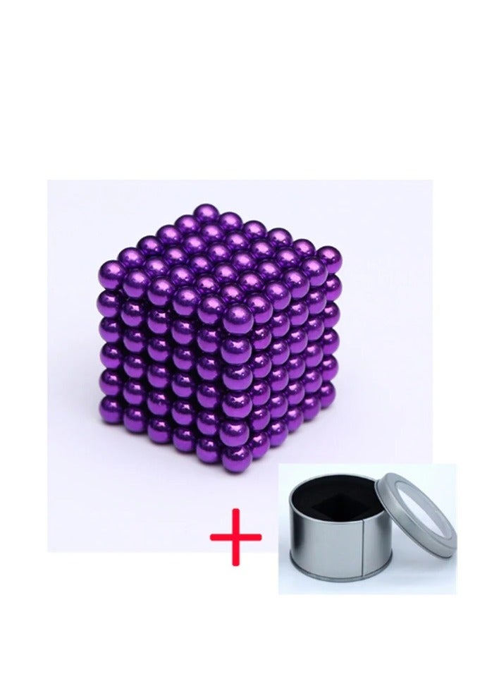 لعبة كرات مغناطيسية 216 كرة بلون واحد (بنفسجي، أزرق أو أخضر) للأطفال بنات وأولاد – لعبة تعليمية لتنمية المهارات STEM – مكعب 6×6 من كرات 5 ملم - Image 1