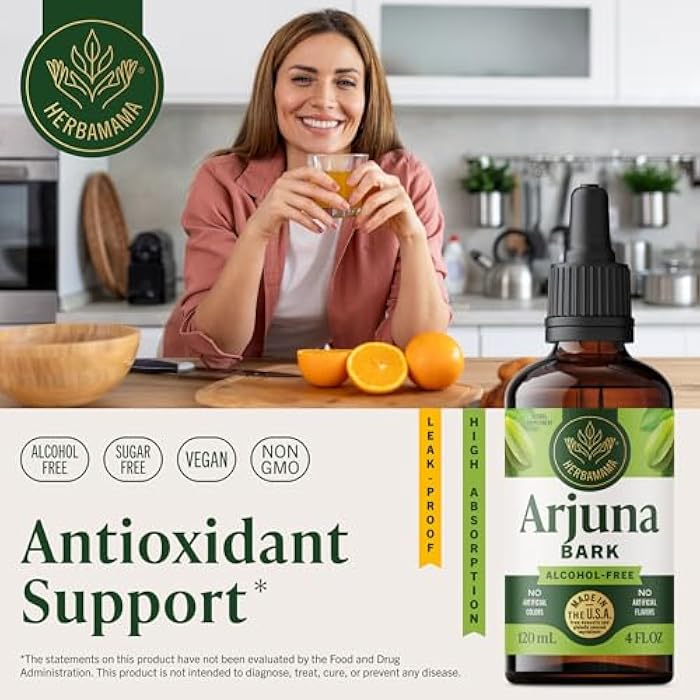 HERBAMAMA Arjuna Tincture - Vegan Antioxidant Support with Terminalia Arjuna Bark Extract Drops - Non-GMO, Alcohol & Sugar-Free Liquid Supplement, 84-Day Supply - Image 2